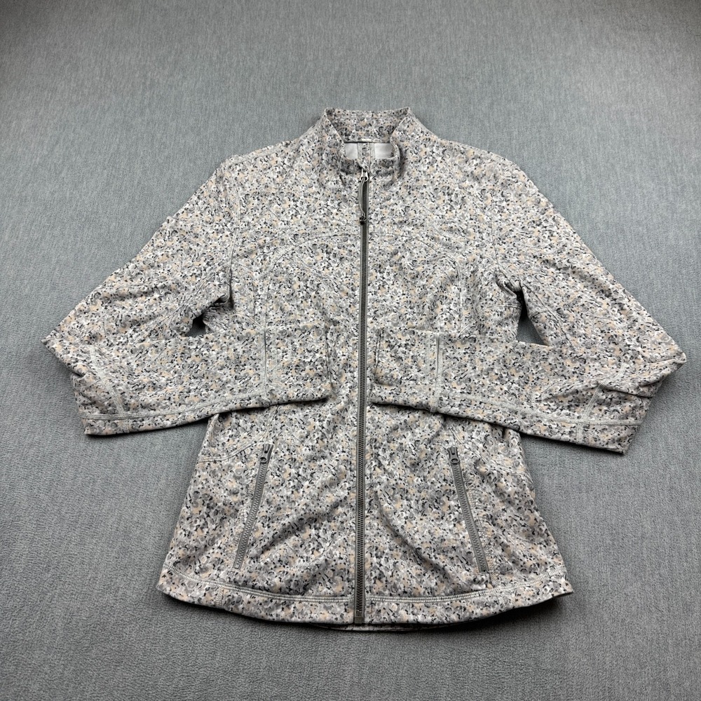 Lululemon Jacket Womens 10 Silver Forme Cuffins Rare Mock Full Zip Gym Yoga Top